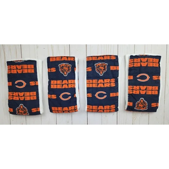 4 Chicago Bears Burp Cloths Baby Handmade NFL