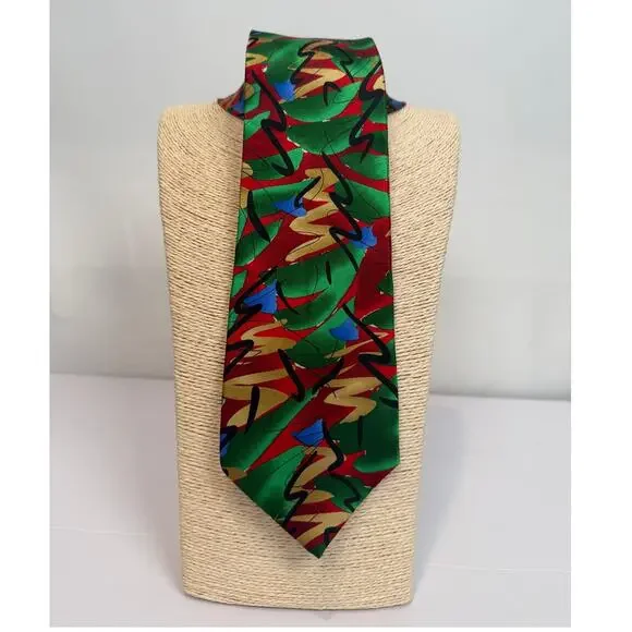 J Garcia Green Tree Limited Edition Silk Tie Collection 43 Red Green Gold Art