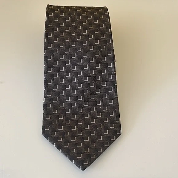 Pierre Cardin Vintage Gray 100% Silk Jacquard Neck Tie