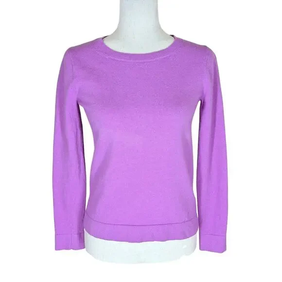 J.CREW Sweater Women XS Hot Pink Teddie Pullover Cotton Merino Wool