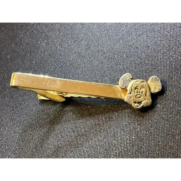 Walt Disney 1980’s Mickey Gold Tone Tie Clip (some Gold Loss See Pictures)