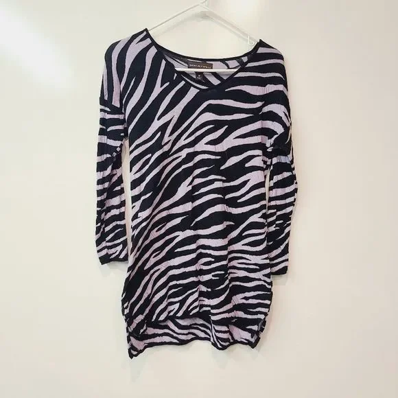 Dana Buchman Purple Black Tiger Animal Print Sweater Womens Medium