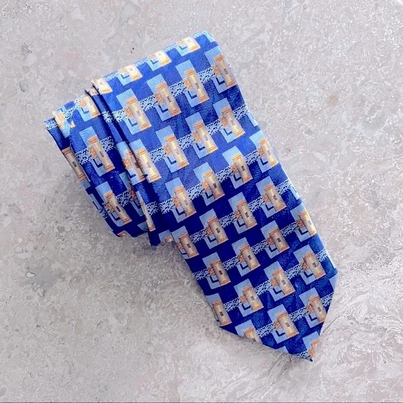 Valeriano Silk Neck Tie Blue Gold