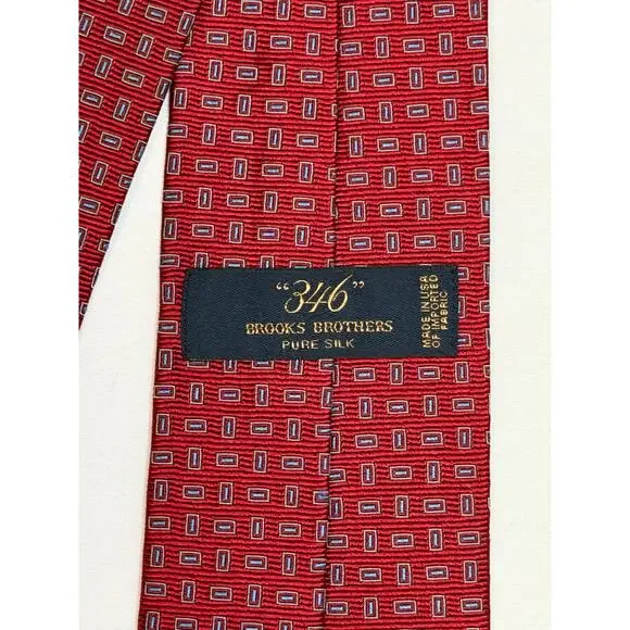 Brooks Brothers Men’s Pure Silk Geometric Tie Made In USA Necktie Classic EUC
