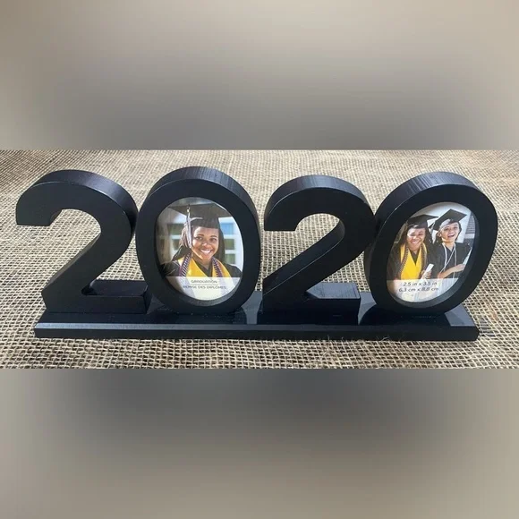 2020 Frame Black Holds 2 2.5”x3.5” Pictures Measures 4.25”Hx12.25”Wx1.75”D