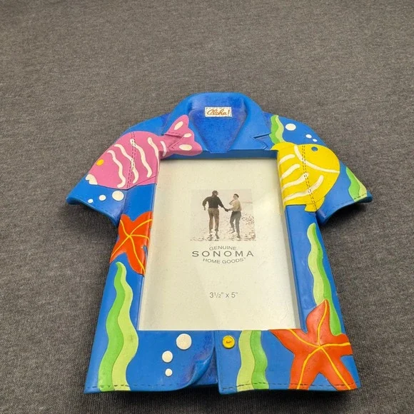 Sonoma Home Goods Aloha Shirt Picture Frame  Starfish Beach‎ Theme 3.5x5 Photo