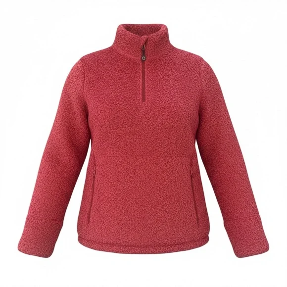 Cozy Red Quarter-Zip Fleece Pullover