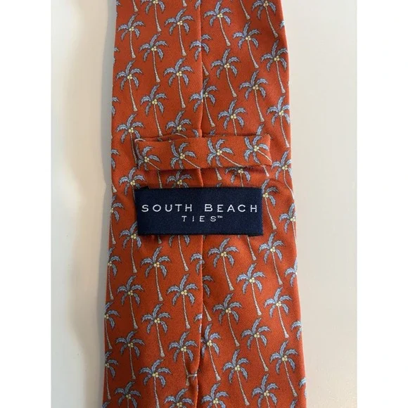 South Beach Ties Neck‎ Tie Palm Trees Orange