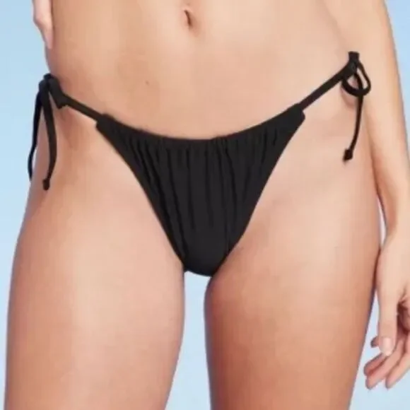 Wild Fable Black Adjustable Slide Bikini Bottom with Side Ties, Size S (4-6) NWT