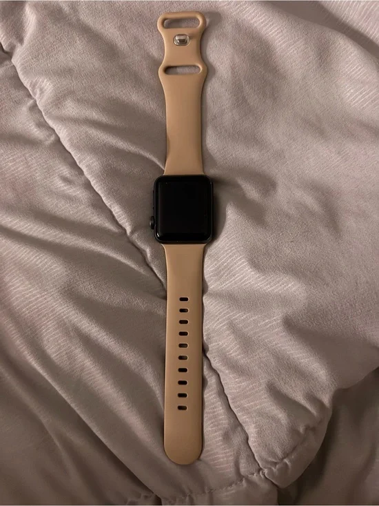 Apple Beige Silicone Smartwatch Band with Black Watch Face