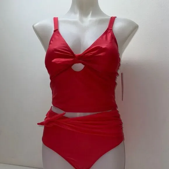 ✨Tahari 2 pc set tankini Orange  Women's Swimwear Sz Medium NWT