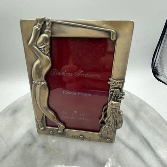 Papel Giftware 3.5x5 Pewter Golf Picture Frame Silver Golfer 19th Hole Golfcore