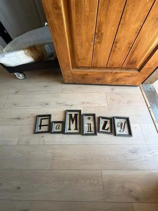 Rustic Black Wood Floating Letter Photo Frame Set - FAMILY