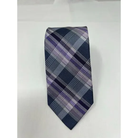 Pronto Uomo Purple Twill Silk Tie Classic Plaid Mens‎ Necktie