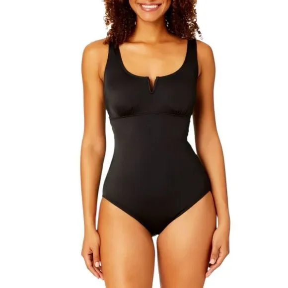 Anne Cole Women’s  Square Neck One Piece Swimsuit Smal Color Black