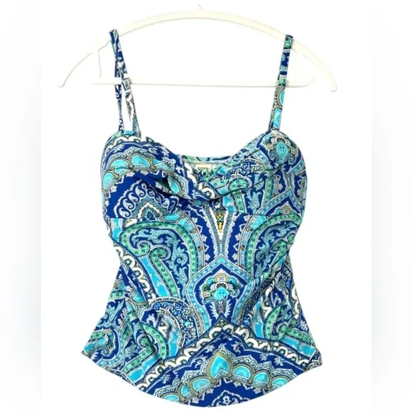 Tommy Bahama Tankini Women's Swimsuit Top Teal Blue Tank Swim RELAX Size Small