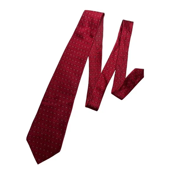 Zylos George Machado Mens Red Geometric Diamond Silk Necktie 3.75‎ Inch Width