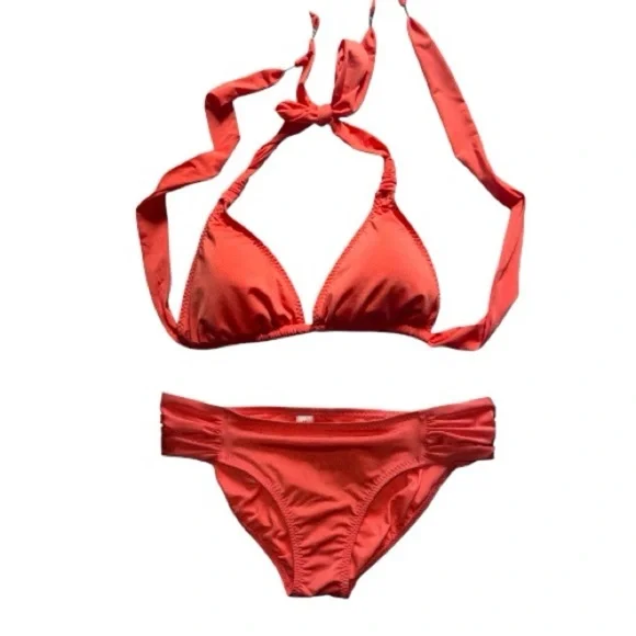 Athleta Coral Bikini Top Small Bottom Medium NWOT