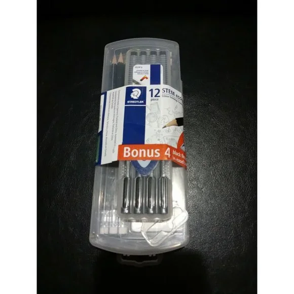 Staedtler 12 Piece STEM Essentials Bonus 4 Black Fineliners in Easel Box