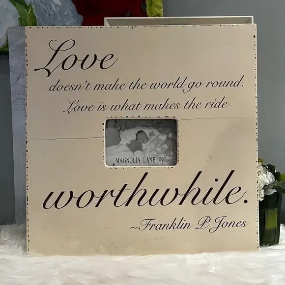 NEW Magnolia Lane Love Is What Makes The Ride Worthwhile 20” Hanging Frame 4x6