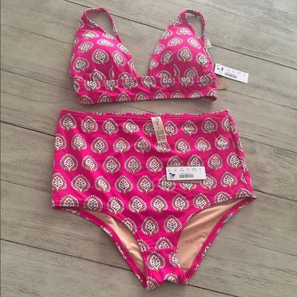 SZ Blockprints™ X J.Crew deep-V french  top /high-waisted bottom in Bagru print
