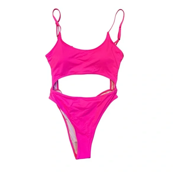 Sexy Hot Pink Cutout Swimsuit‎ Women’s One Piece Size Medium