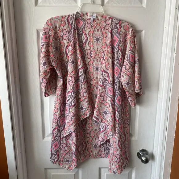 Lularoe Cardigan Women’s Size Small Cover Up Open Front Colorful Geometric
