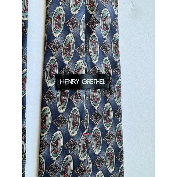 Henry Grethel Paisley 100% Silk Tie Made In USA