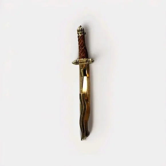 Vintage ANSON Gold Tone Sword Knife TIE CLIP 3 1/2” Pat 2492254