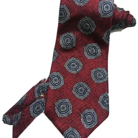Oscar de la‎ Renta Mens Tie Red Geometric Pattern