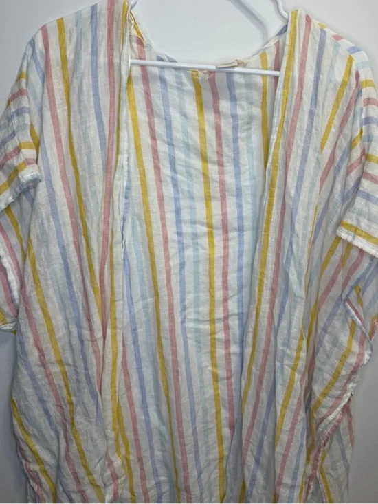 C&C California Rainbow Striped Linen Sleeveless Swim Coverup One Size