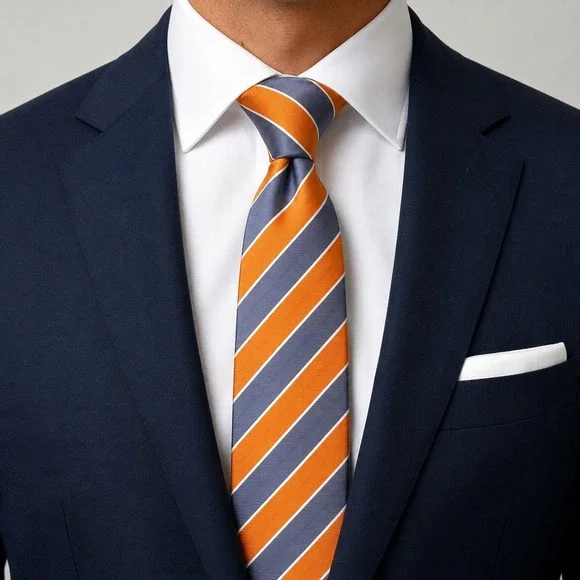 Jos A Bank Tie Silk Orange Purple Gray Striped 3.25