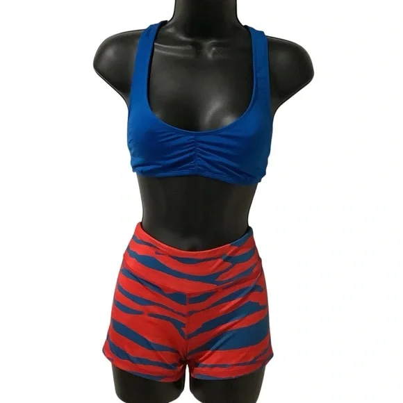 Stylish Blue and Red Swim Sports 3” Volleyball shorts and Royal Blue Top