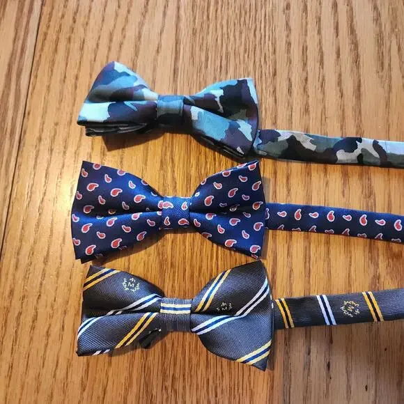 3 Men Camouflage Paisley Jacquard Bowtie Pre-tied Wedding Bow Tie Adjustable
