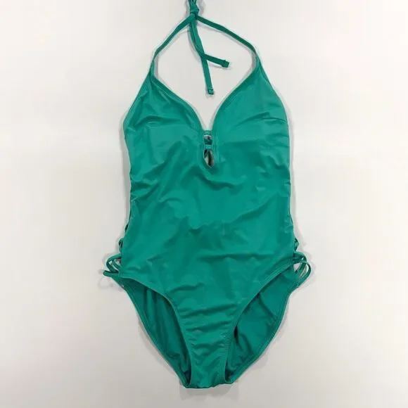 Laundry by Design Teal Halter One-Piece Swimsuit – Size M