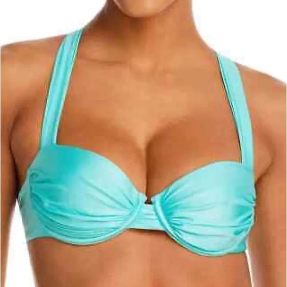 AQUA Swim Ruched Underwire Bikini Top NWT Size Small‎ MSRP $58