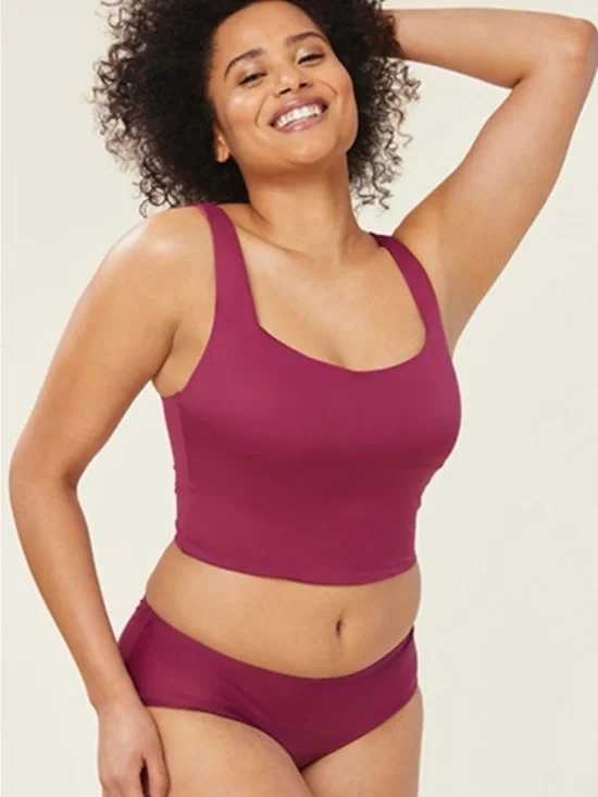 Andie The Siren Tank Plum XS Square Neck Tankini Swim Top Shelf Bra NWT