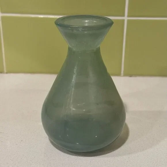 Light Blue Glass Vase — Decorative Home Accent / Flower Vase