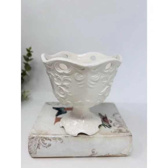 Vintage National Potteries Cleveland Pottery White Planter Vase Cottagecore