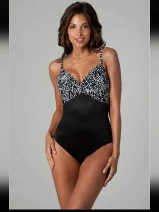 Miraclesuit Roswell Crosstown Traffic Underwire One Piece Swimsuit Size 14