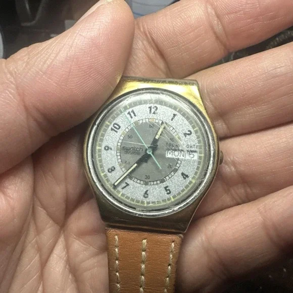 Works VTG 1988 Swatch‎ ALBATROSS GX700 34mm Swiss Watch Rare -Broken Band