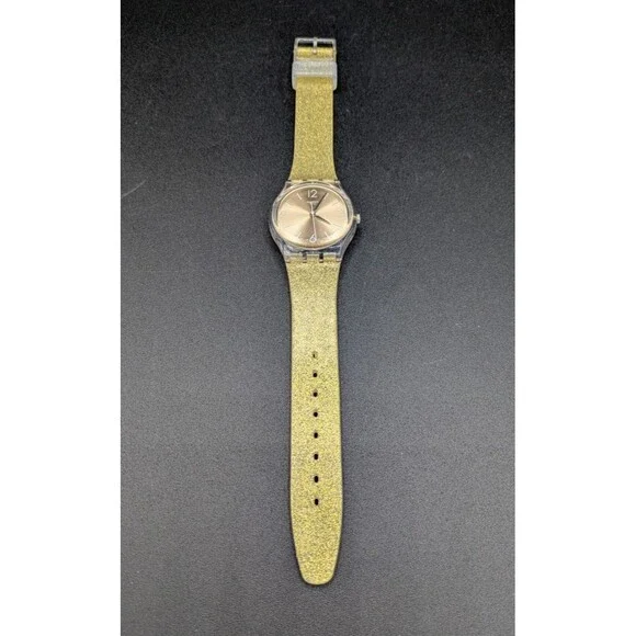 Swatch Gent Sunblush GE242C Gold Glitter Quartz Watch