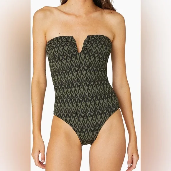 Shoshanna U-Ring Bandeau One-Piece Swimsuit Sz 10