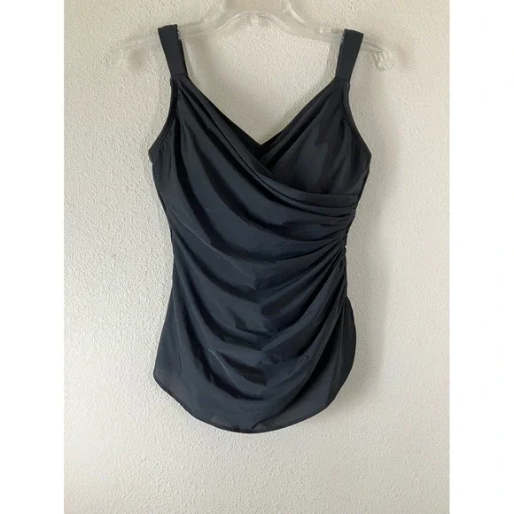 LANDS' END SlenderSuit One Piece Swimsuit 6P NEW Skirted Low Leg UPF Black Beach