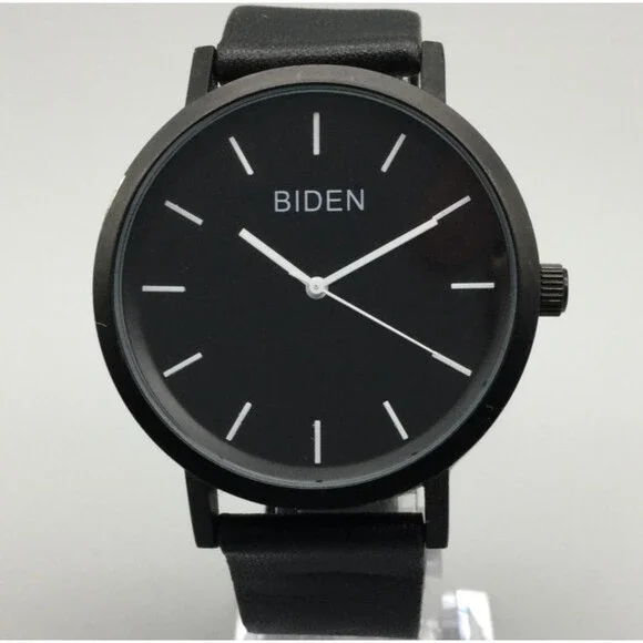Biden Watch Men 42mm Black Round Dial Silicone Band New Battery
