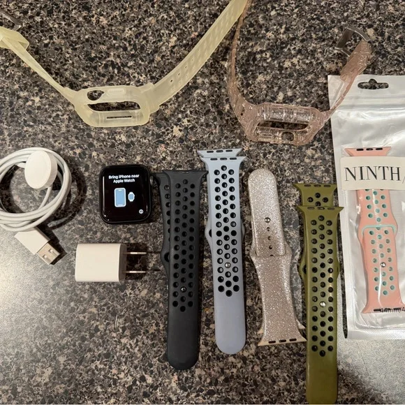 Nike Apple Watch Series 6 44MM with Multiple Silicone Bands - Black & Gray