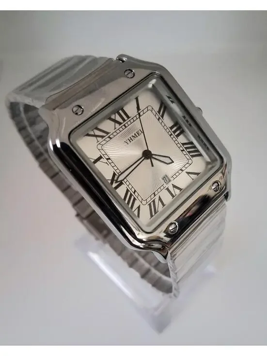 Men's Luxury Square Dial Stainless White Watch