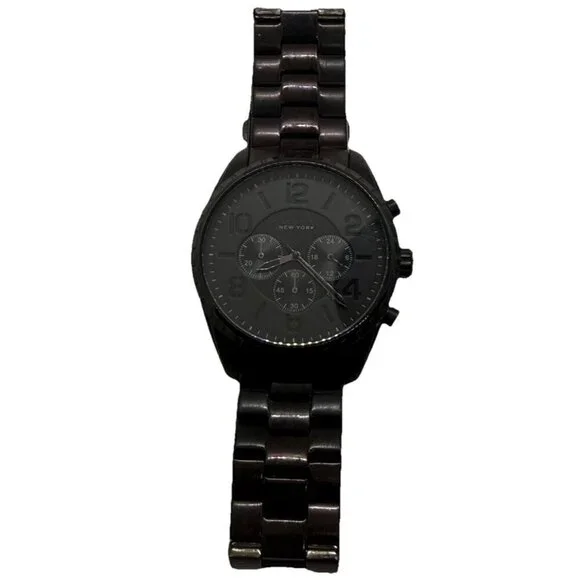 Caravelle New York by Bulova 45B122 Chronograph Quartz Men Watch Black Stainless