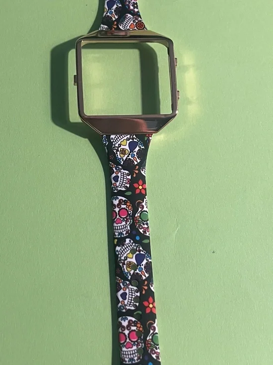 Sugar Skull Pattern Slim Fitbit Blaze Silicone Watch Band