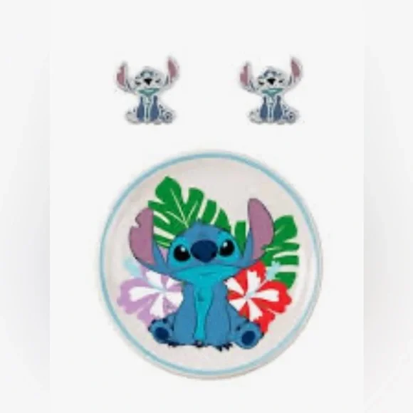 Lilo and Stitch Earrings and Trinket Tray Set |